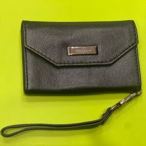 Cole Haan Black Leather Phone Case with Wrist Strap
